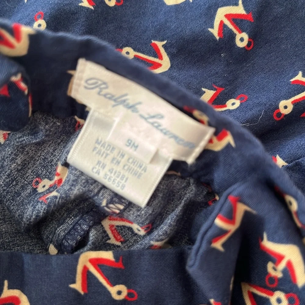 Ralph Lauren nautical anchor print Retro romper, baby Size 9m